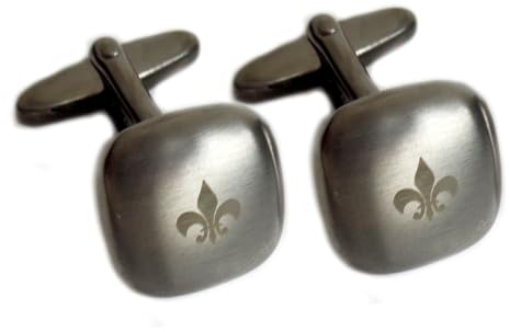 Lilien Manschettenknöpfe Gravur: Lilien Symbol gunmetall matt m.i. Germany + Geschenkbox - Accessoire für die Umschlagmanschette