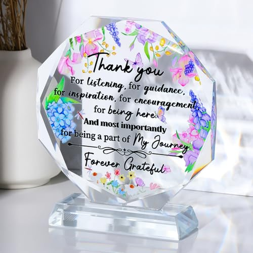 Movdyka Crystal Thank You Gifts for Women Her Teacher Appreciation Presents | 5.3 Glass Thank You Plaque for Friends Nurse Manager Colleagues, Ornament Ideas for Teachers Family Members, Desk Decor