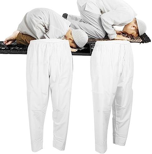 Pantalon Musulman Afghan pour Hommes avec Ceinture élastique, Pantalon Ample en Coton et Polyester dans Les Vêtements et Plis islamiques. (L)