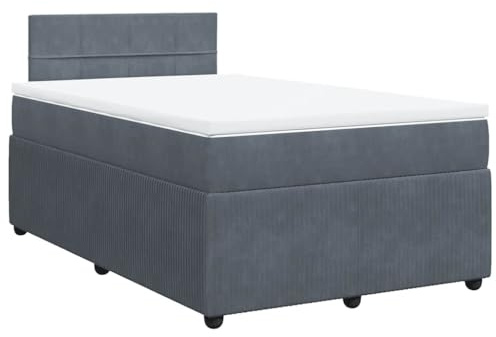vidaXL Boxspringbett mit Matratze Dunkelgrau 120x200 cm Samt