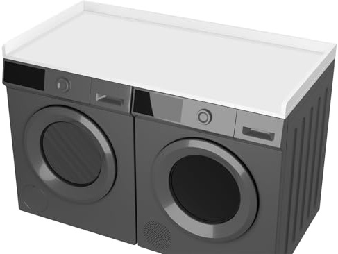 Uniflasy Washer and Dryer Topper with Edge Rails, 54 x 27.5 Laundry Countertop Over Washer and Dryer Laundry Guards & Cover for GE, LG, Samsung – Space-Saving Laundry Room Organization