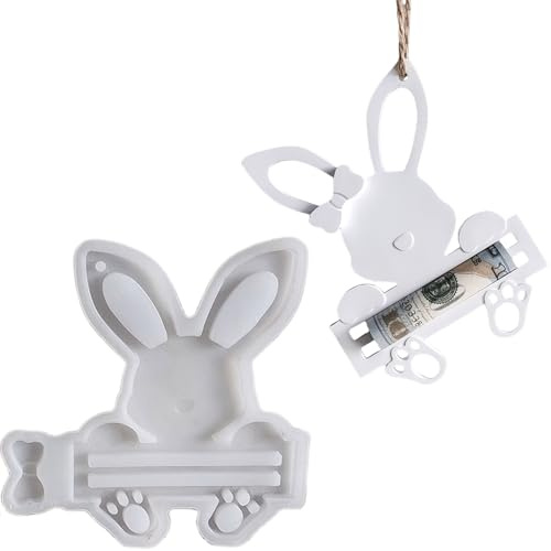 ALEFBET Silikonformen Gießformen Ostern, Silikonform Hase Ostern Geldgeschenk, Silikonformen Ostern Hase, Silikon Gießform Ostern Hase, Gipsformen zum Gießen (Geldgeschenk Kaninchen)