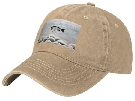 YVNKHKU Herr dam flytande fisk vintage justerbar snapback keps lastbilschaufför basebollkeps herr dam platt keps naturlig naturlig one size
