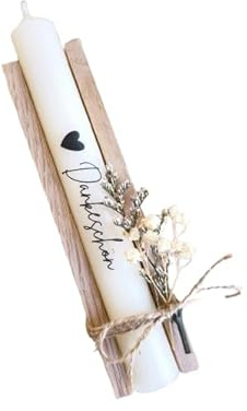 Stabkerze mit Spruch - Dankeschön - Geschenkset - Kerze mit Text - in Holzbox Holzverpackung - Geschenk - Mitbringsel