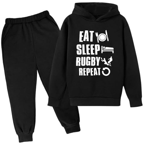 Survêtement pour enfant garçon - Été - Pour fans de football - Cadeau de sport - Sweatshirt vintage - Joueurs de rugby - Survêtement rétro pour costume - Ensemble de vêtements de sport - Survêtement