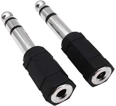 2 PCS Headphone Jack Adapter, 6.5mm Male to 3.5mm Female Audio Jack Plug, Headphone Adapter for Microphones, Digital Piano, Electric Keyboard, Speaker, Headphones to Audio (2Pcs Black)