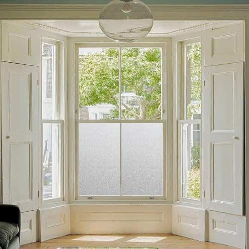 Pellicola Vetri Finestre 55 x 150 cm Adsorbimento Elettrostatico Pellicola per Finestre Privacy Autoadesiva Removibile per Bagno Ufficio Camera da Letto, Opaco puro