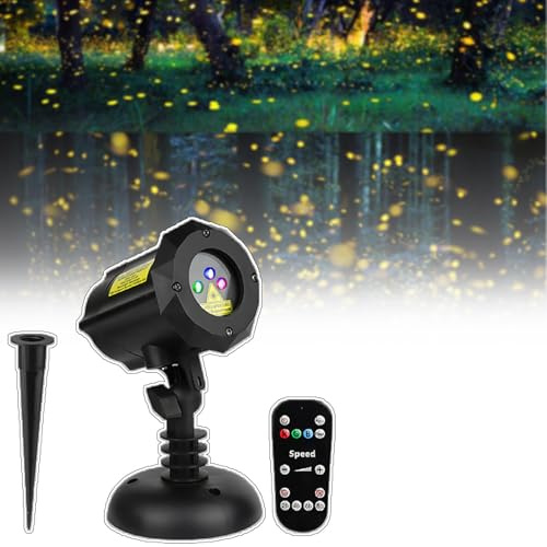 PxkVrin Proyector de Estrellas láser para jardín, proyector de Estrellas de luciérnaga, IP65 Resistente al Agua, para el hogar, Halloween, Navidad, hogar, Fiesta, decoración de jardín.