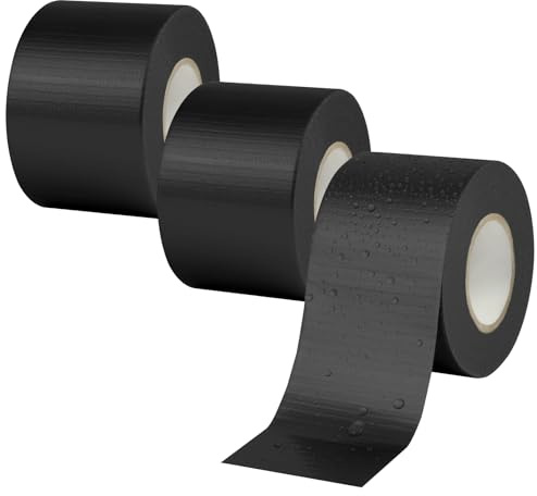 AOOWU Cinta Adhesiva Universal Extra Power, 3 Rollo Profesional Universal Cinta adhesiva de Tel, 48 mm x 20 m Cinta de Tela para Reparaciones, Fijación, Sellado y Más Interiores y Exteriores, Negra