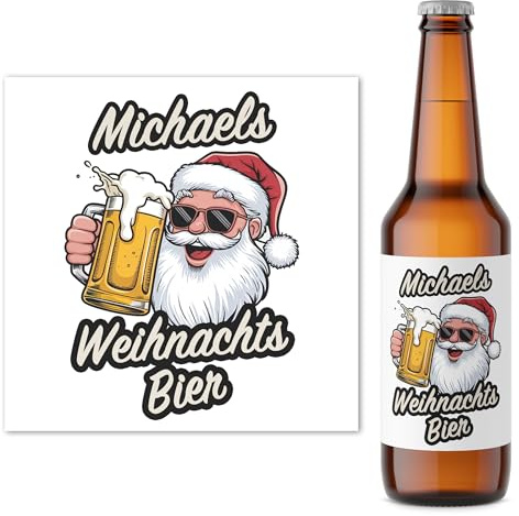 Weihnachtsbier personalisierte Bierflaschen Etiketten Biergeschenk Geschenk Weihnachten Nikolausgeschenk Flaschenetikett Weihnachtsgeschenke für Männer Bieretiketten 2 Stück | 9x9 cm