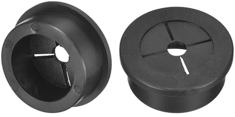 TA-VIGOR 2Pcs Rubber Desk Cable Grommet, 1-1/8 Inch (28mm) Flexible Cable Hole Cover for Office Desk & Worktops, Quiet Wire Organiser with Tight Fit Cable Port – Black