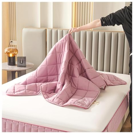 Fodera Protettiva per Materasso Matrimoniale, Coprimaterasso Trapuntato Imbottito 160x190 180x200 cm, con Cerniera, Lavabile in Lavatrice, Personalizzabile(Rosa,200x200+20cm)