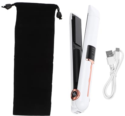 ULTECHNOVO Plancha Rizadora Inalámbrica para Cabello Portátil y Recargable Color Marfil Herramienta Multifuncional para Rizar y Alisar Adecuado para Viaje y Cuidado del Cabello