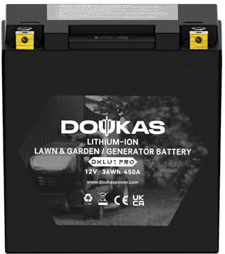 DOUKAS DKLU1 PRO Batterie au lithium LiFePO4 pour tondeuse à gazon, générateurs 12 V 3,2 Ah 450 CCA, compatible avec tracteur de jardin, convient pour Craftsman, John Deere, Cub Cadet, Husqvarna