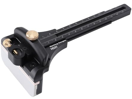 Asixxsix Woodworking Scriber, Aluminium Alloy Multifunctional with Parallel Line Drawing Marking Line Ruler, T Type Positioning Scribing Tool with 2 Replacement Nibs for Carpentry DIY