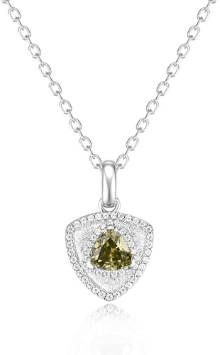 FANCIME Trinity Leroy triangel födelsesten halsband damer 925 sterlingsilver kedja ädelsten hänge årsdag födelsedag alla hjärtans dag fina smycken gåvor för kvinna dina kvinnor, Sterlingsilver