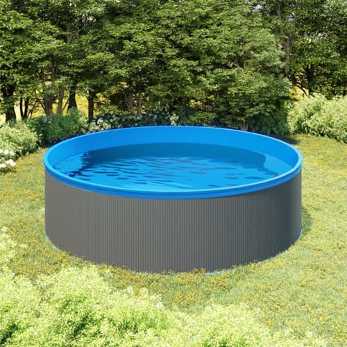 Mangloder Pataugeoire avec pataugeoire suspendue et pompe, ronde en acier et PVC, 350 x 90 cm, 7200 L, pour jardin, terrasse et bain d'été, piscine hors sol