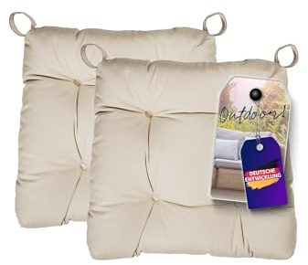 Traumnacht Premium Stuhlkissen Sitzkissen 2er Set 38x40x7 cm | Baumwollbezug | Weich & formstabil | Öko-Tex Zertifiziert | Deutscher Qualitätsstandard | Beige