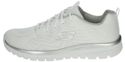 Skechers Women's Graceful Get Connected Sneaker, White Silver, 5 UK