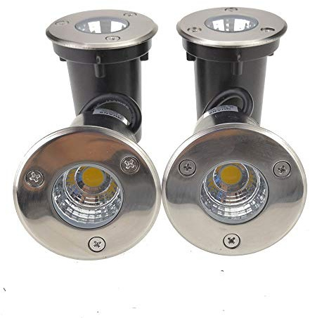 QUANS 3W 12V 24V DC Low Voltage In Ground Well LED Light Warm White 4-Pack