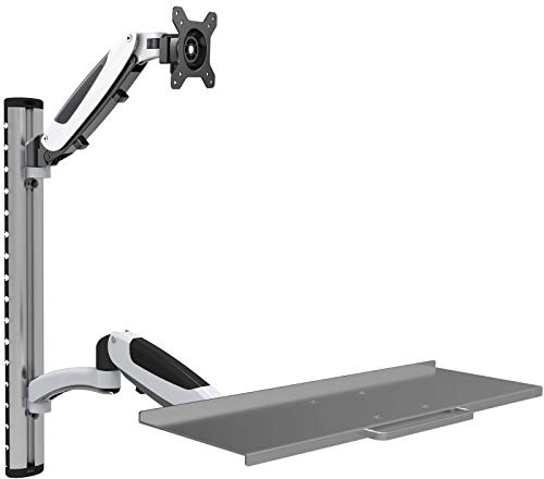 HFTEK - Monitor Halterung Halter Wandhalterung für Bildschirme von 15 bis 34 Zoll mit VESA 75/100 – Tastaturablage mit Gasdruckfederarm (FY02XWS)