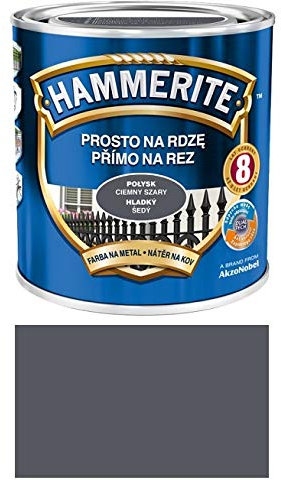 Hammerite Metallschutzlack Rostschutz 250ml Glänzend Farbauswahl NEU TOP PREIS (Glänzend Dunkelgrau)