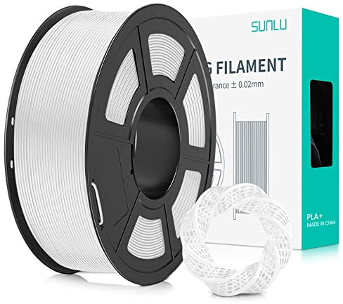 SUNLU PLA+ Filament 1.75mm, PLA Plus 3D Drucker Filament, Stärker belastbar, Neatly Wound, 1KG 3D Druck PLA+ Filament, Maßgenauigkeit +/- 0.02mm, Weiß