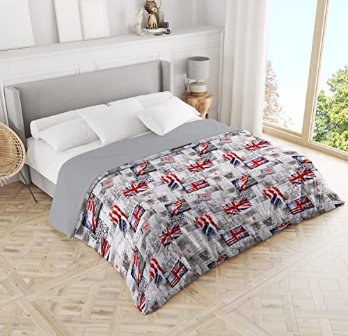 HomeLife Piumone Matrimoniale Invernale 250 x 250cm Made in Italy – Trapunta Matrimoniale Invernale Double Face, Calda e Anallergica – Piumino Matrimoniale in Fantasia Bandiere