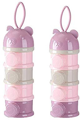 Distributeur Boîte Doseuse à Poudre de Lait Non-Déversement,4 compartiments,Boîte à Snacks Poudre Bouteille de Récipient Portative, Poudre de Lait et le Réservoir de Stockage pour maman