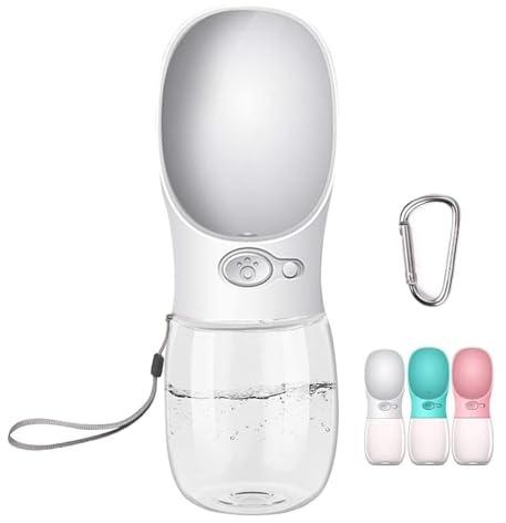 COTOP Botella para Perros, 350ml dispensador de Agua Antibacteriano para Mascotas, Taza para Beber para Mascotas al Aire Libre (Blanco)
