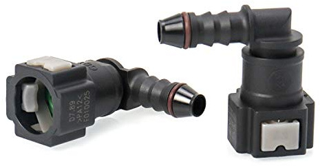 QWORK® Bränsleledningsanslutning slangkoppling, 90 graders snabbkontakt, plastkontakt 7,89 mm ID6, 2 stycken