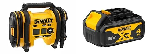 DEWALT - Gonfleur XR 18V - DCC018N - Gonfleur sans Fil avec LED - 3 Sources d'Alimentation : Batteries XR 18V, Chargeur Voiture 12V ou Secteur