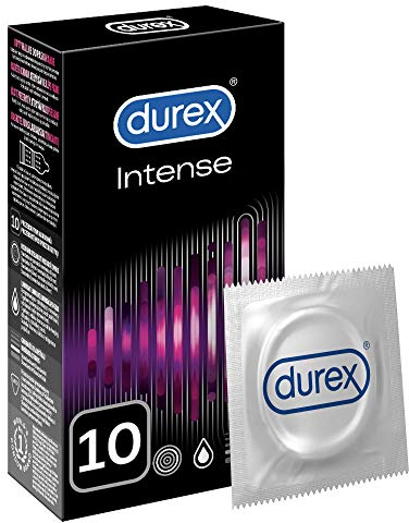 Durex, Préservatifs Intense - Préservatifs nervurés et nubbés avec gel de stimulation pour une satisfaction féminine intense (10)