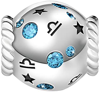 GNOCE 12 Sternzeichen Geburtstag Charms 925 Sterling Silber Charm Bead passend für Charm Armband & Halskette Geburtstagsgeschenke für Frauen Mädchen Freunde (Waage)