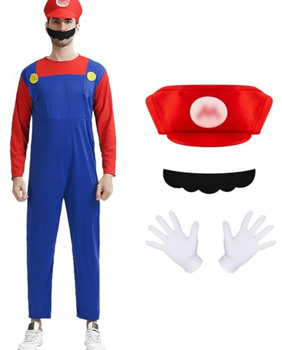 Kitimi Costume Kids, Costume with Bodysuit, Cap, Pants and Gloves, Carnival Halloween Cosplay Costume Decoration for Boy Girl Kids Adult(Men-red,S)