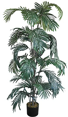 Palme Palmfarn Kunstpflanze Plastik Künstliche Pflanze 160cm Decovego | wie echt im Topf, pflegeleicht, immergrün, Innendekoration für Wohn- und Büroräume
