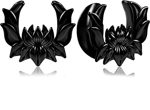 Vankula Tunnel per orecchio, 1 paio di Saddles Flesh Plugs Lotus in acciaio inox, per uomo e donna, gioielli allungati da 8 mm a 19 mm, 8 mm, Metallo