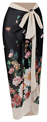 Treer Wrap de Plage de Femmes Sarong Paréo de Plage Cache Maillot Sarong Couverture de Bikini Jupes Wrap pour Maillot de Bain en Mousseline Écharpe Pareo Femme Robe Plage