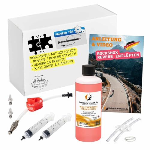OTRADO Entlüftungskit für RockShox Reverb Sattelstützen auch Stealth und 1X Remote XLoc Gabel oder Dämpfer enthält passendes Hydraulik Öl mit Anleitung und Video