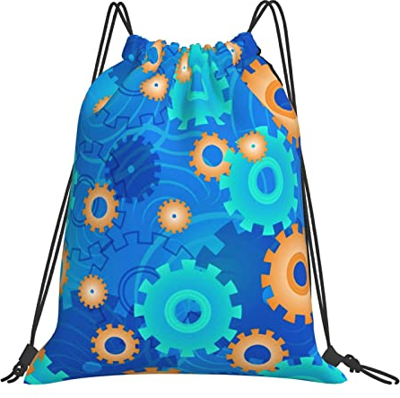 385 Rucksack Mit Kordelzug Cooles Steampunk Zahnradmuster Rucksack Für Damen & Herren Faltbar Personalisierter Turnbeutel String Bag wasserdichte Gymnastikbeutel, Für Reisen, Schwimmen, Yoga