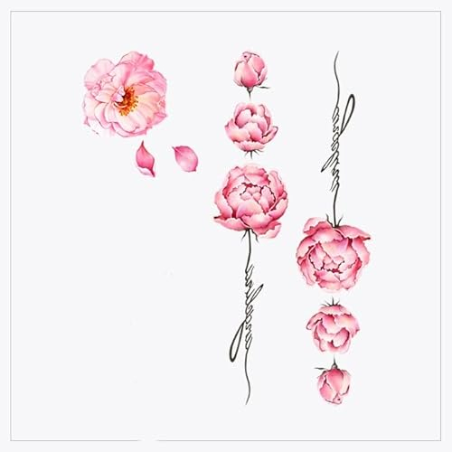 2 pcs Fake Tattoos Chrysantheme Zurück Englisches Alphabet Temporäre Tattoo Wasserdichte Weibliche Rose Schlüsselbein Frische Farbe Blume Tattoo Aufkleber