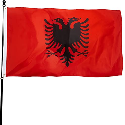 Bandiera dell'Albania 9,6 x 1,5 m (senza penna) Bandiera Albanese Bandiera nazionale Albanese in poliestere con occhielli in ottone