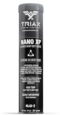 TRIAX Nano XP Grasso Ultra Heavy Duty, Completamente Sintetico con Nano Fullerene, Punto di Goccia >330°C, Carico EP Estremo. Per Cuscinetti ad Alta Temperatura, Telaio/5a Ruota, Marine (400 g)