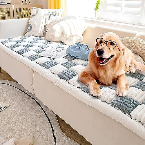KNVSS Funny Fuzzy Dog Blanket, Funny Fuzzy Couch Cover, Garden Chic Cotton Protective Couch Cover, Funnyfuzzy Cosy Plush Solid Colour Non-Slip Couch Cover,Indoor Outdoor Seat Cushion,82.7x27.6in