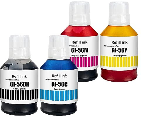 LAIPENG GI-56 GI56 Tinte Kompatibel mit Canon MAXIFY GX7050 GX4050 Drucker | 4-Farben-Multipack,Kompatibel mit Canon GX6550 GX6050 GX3050 GX5050 GX5550 GX6150 GX7150 (Schwarz/Cyan/Magenta/Gelb)