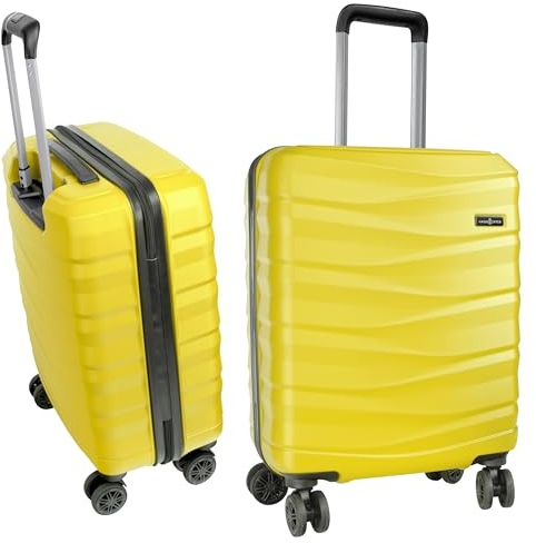 HANSEKOFFER Handgepäck Koffer Hartschale · Reisekoffer mit Rollen · Trolley · Hartschalenkoffer mit Teleskopgriff · Leicht · Rollkoffer mit Zahlenschloss · Gelb