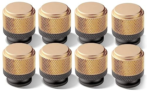 Fladhheg 8 Pcs Knurled Cabinet Knobs Kitchen Drawer Knobs Handles Bathroom Cabinet Door Knobs Decorative Pull Knobs (Gold)