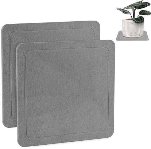 Creproly Pflanzen-Untersetzer, Blumentopf-Untersetzer, Pflanztabletts für Töpfe, sofort trocknend, Kieselgur, quadratische Pflanzentropfschalen für den Innenbereich, hält Theke und Böden trocken und