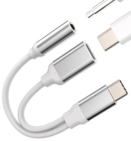 USB C to 3.5mm Headphone Jack Adapter for iPhone(2 in 1) Type C Charging Cable Dongle for compatible for Samsung S23 Charger Accessories Car Stereo DAC AUX Audio Splitter for Apple 15Pro Max for iPad