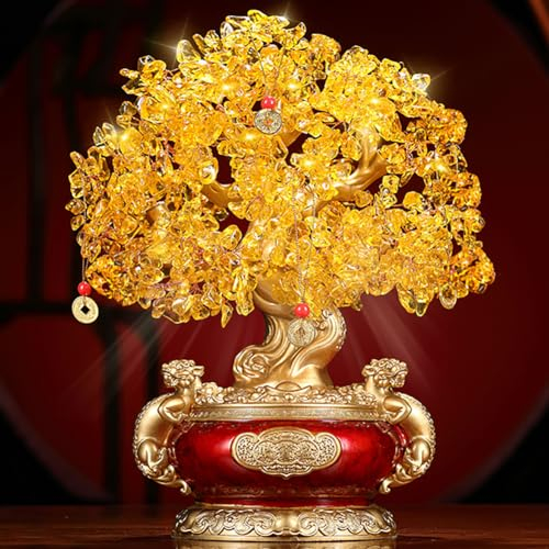 TT-YEC Chinesische Feng Shui Money Tree Ornament, Künstliche Pflanzentischdekoration Feng Shui Bonsai, Die Wohlstand Und Wohlstand Als Hauswarming -Geschenk Bringt,Xxl(a)